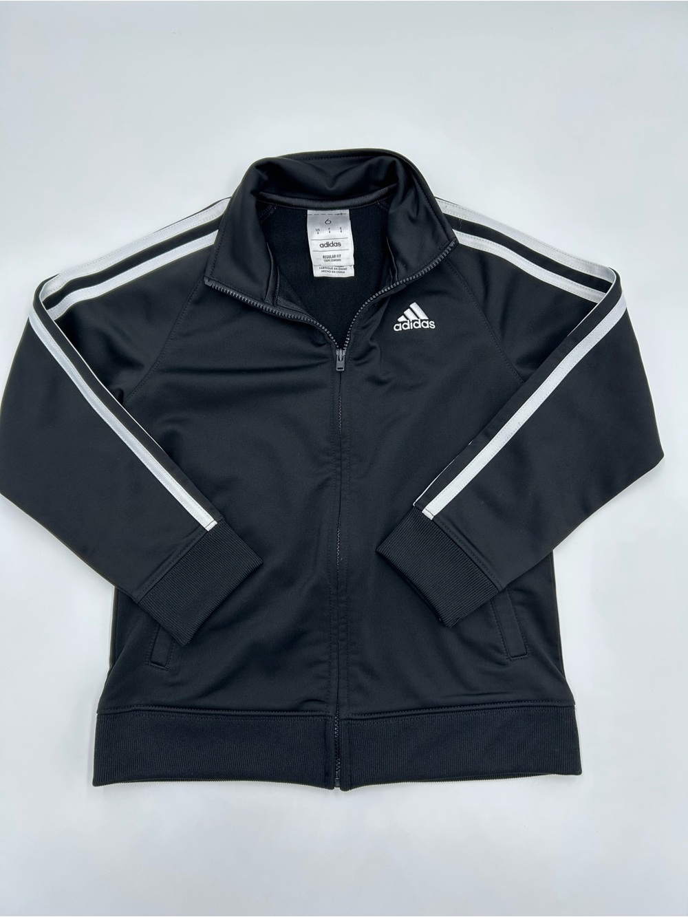 Adidas Black Track Jacket with White Stripes 6